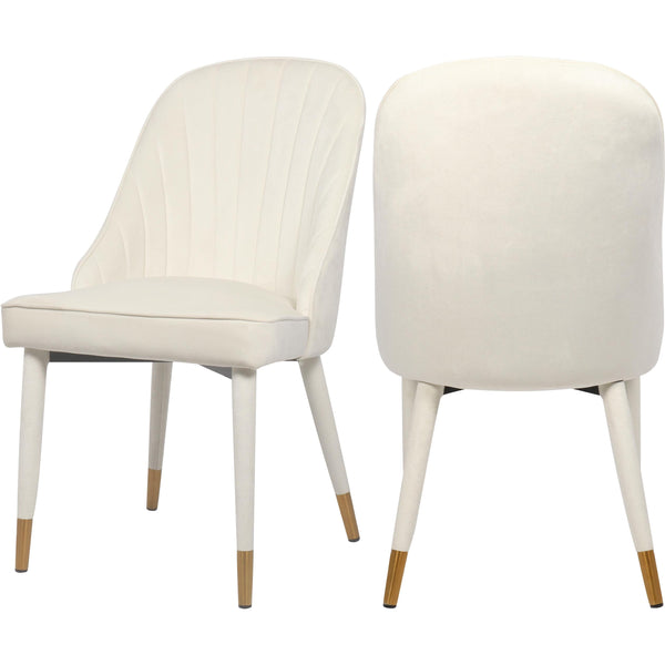 Meridian Belle Cream Velvet Dining Chair IMAGE 1