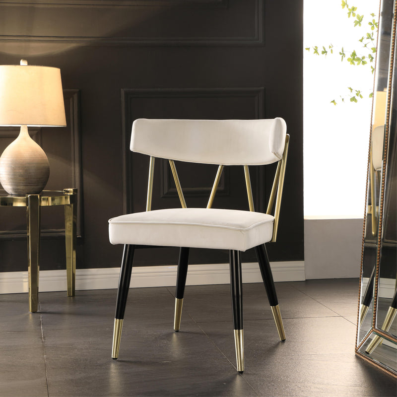 Meridian Rheingold Cream Velvet Dining Chair IMAGE 5