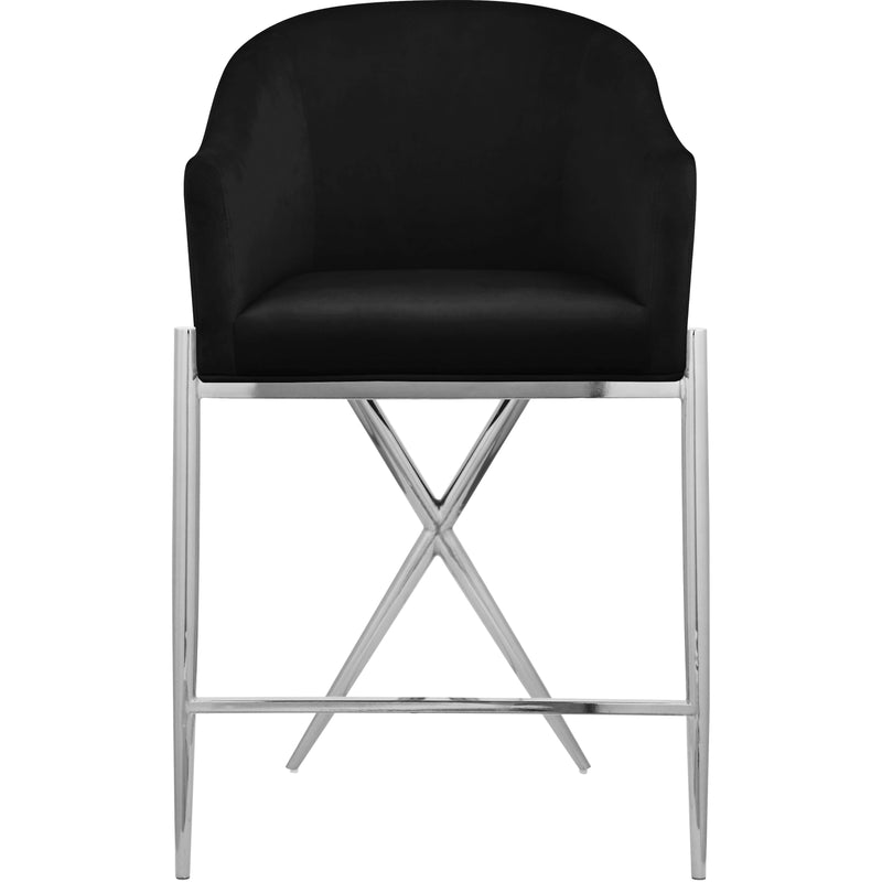 Meridian Xavier Black Velvet Counter Stool IMAGE 2