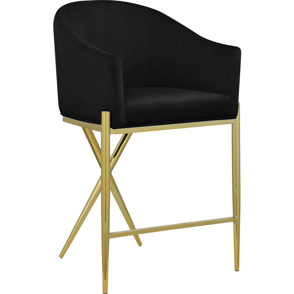 Meridian Xavier Black Velvet Counter Stool IMAGE 1