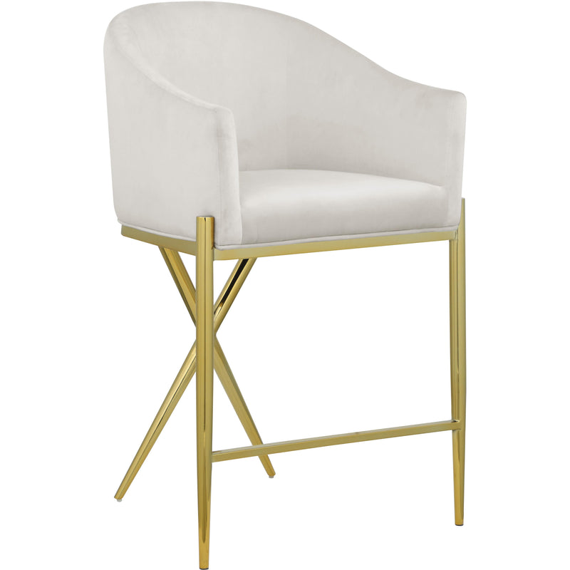 Meridian Xavier Cream Velvet Counter Stool IMAGE 1