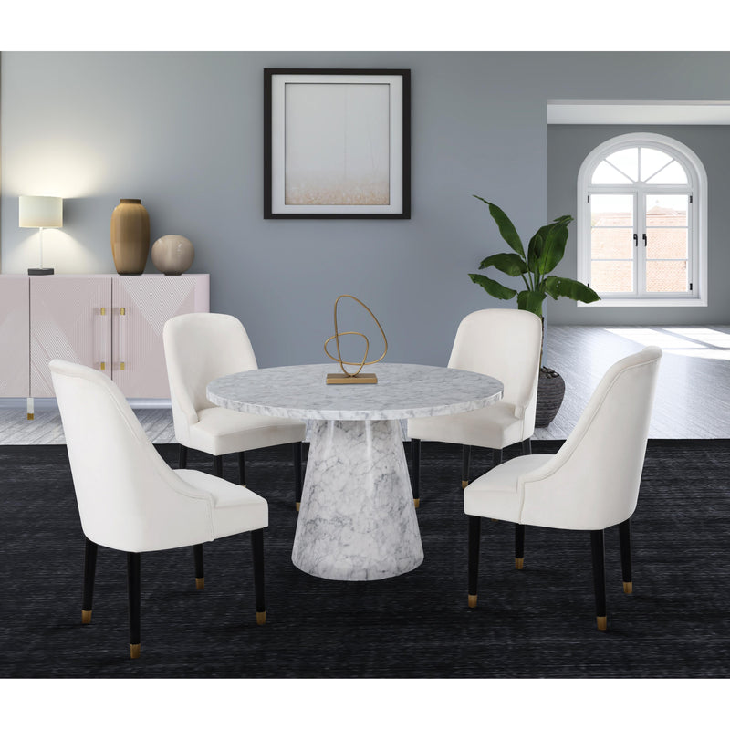 Meridian Omni White Faux Marble Dining Table IMAGE 5