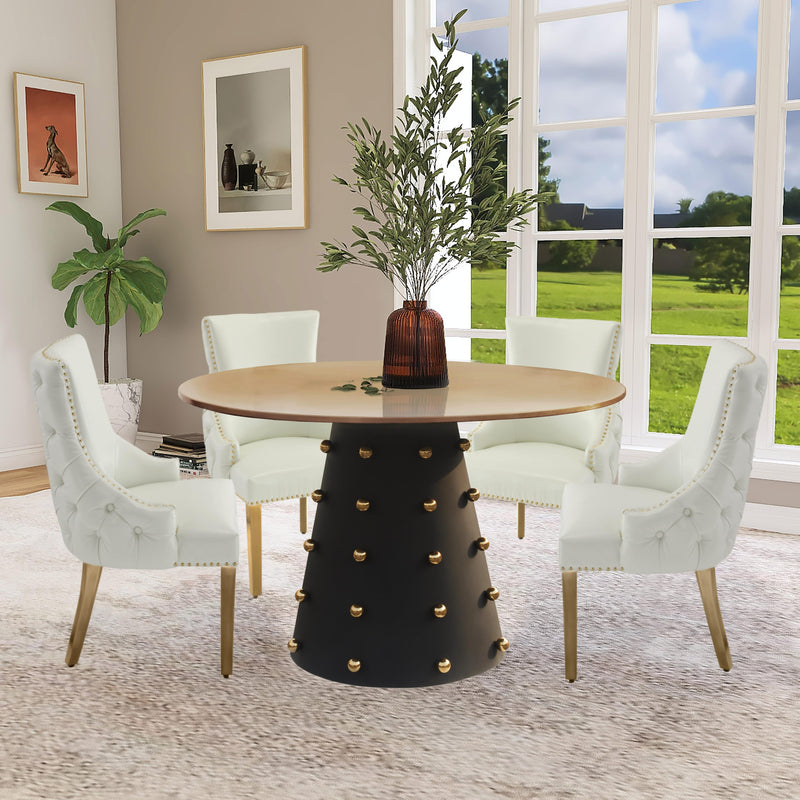 Meridian Raven Black / Gold Dining Table IMAGE 4