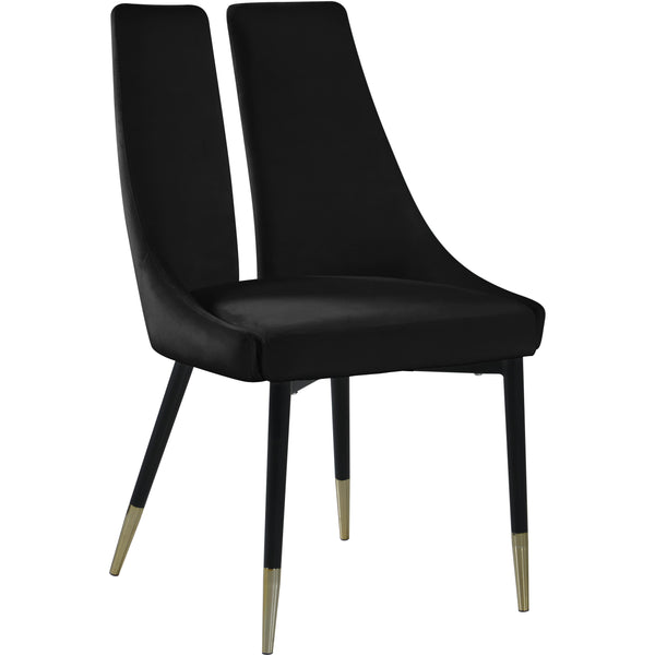 Meridian Sleek Black Velvet Dining Chair IMAGE 1