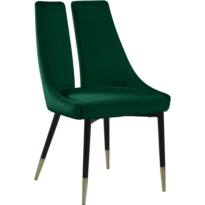 Meridian Sleek Green Velvet Dining Chair IMAGE 1