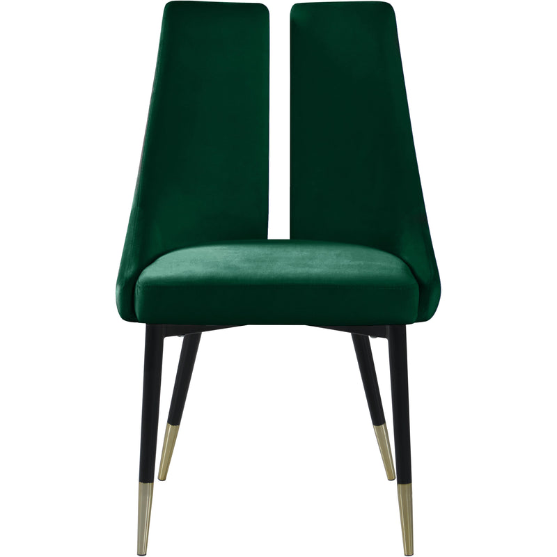 Meridian Sleek Green Velvet Dining Chair IMAGE 2