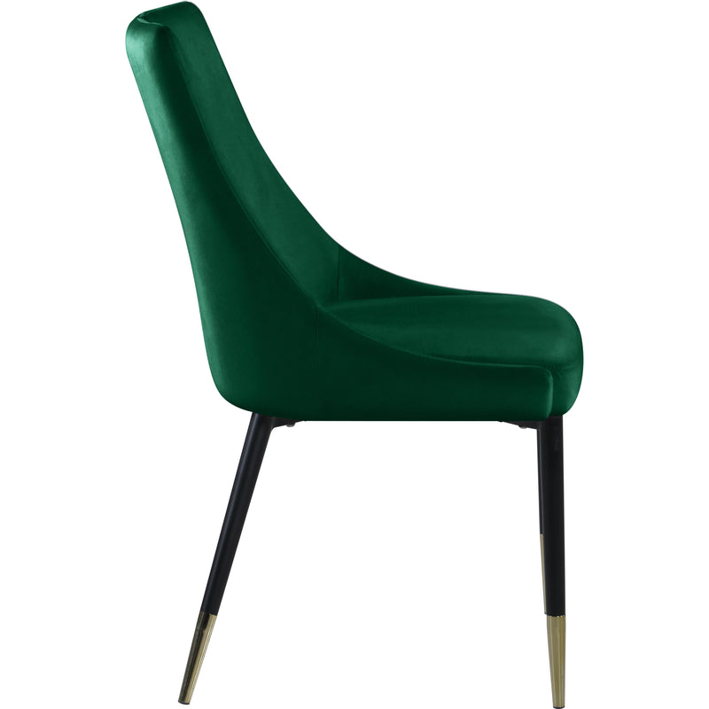 Meridian Sleek Green Velvet Dining Chair IMAGE 3