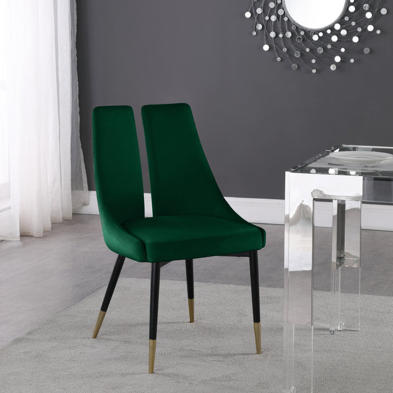 Meridian Sleek Green Velvet Dining Chair IMAGE 6