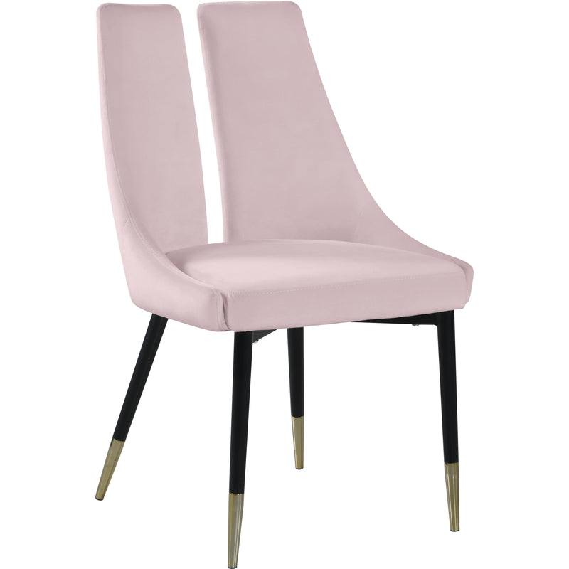 Meridian Sleek Pink Velvet Dining Chair IMAGE 1