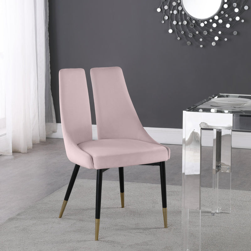 Meridian Sleek Pink Velvet Dining Chair IMAGE 6