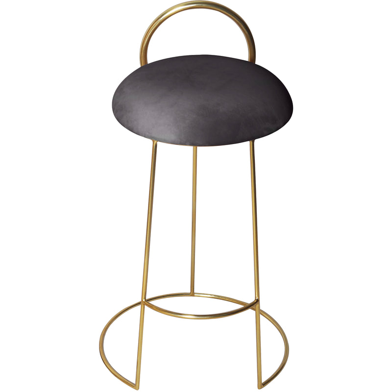 Meridian Ring Grey Velvet Counter Stool IMAGE 2