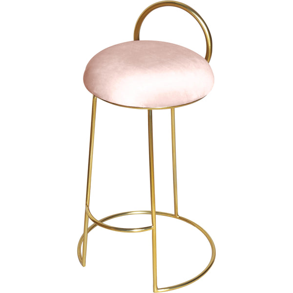 Meridian Ring Pink Velvet Counter Stool IMAGE 1