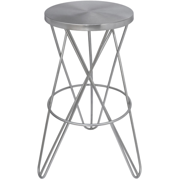 Meridian Mercury Silver Iron Bar Stool IMAGE 1