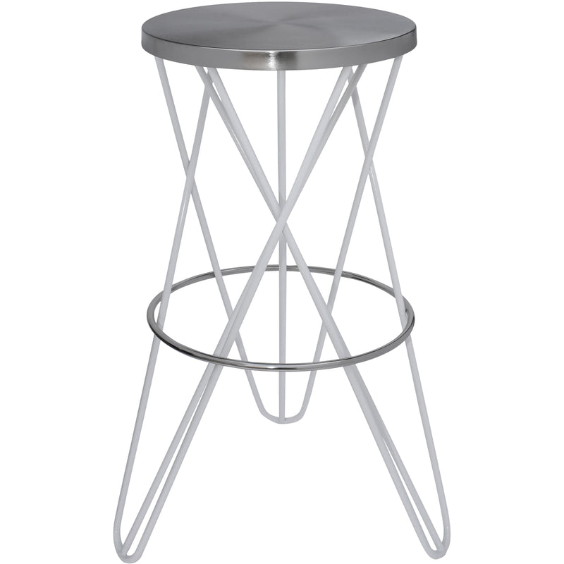 Meridian Mercury White Iron Bar Stool IMAGE 1