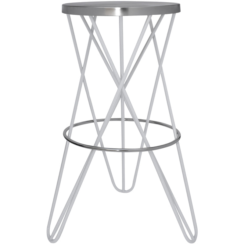 Meridian Mercury White Iron Bar Stool IMAGE 2