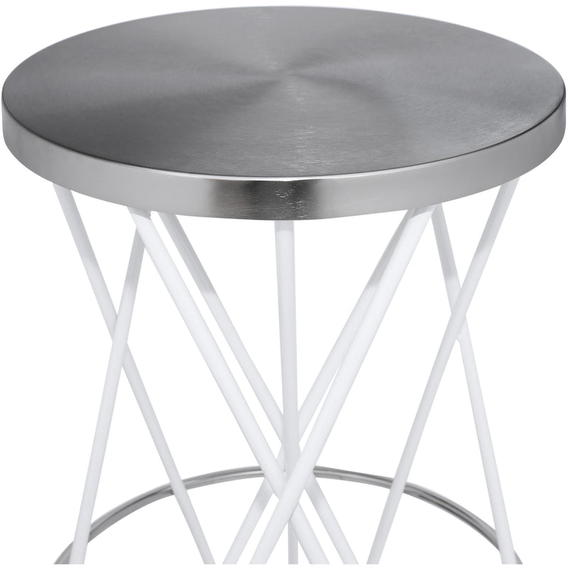 Meridian Mercury White Iron Bar Stool IMAGE 3