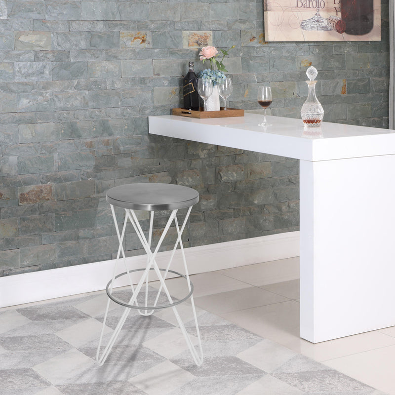 Meridian Mercury White Iron Bar Stool IMAGE 5