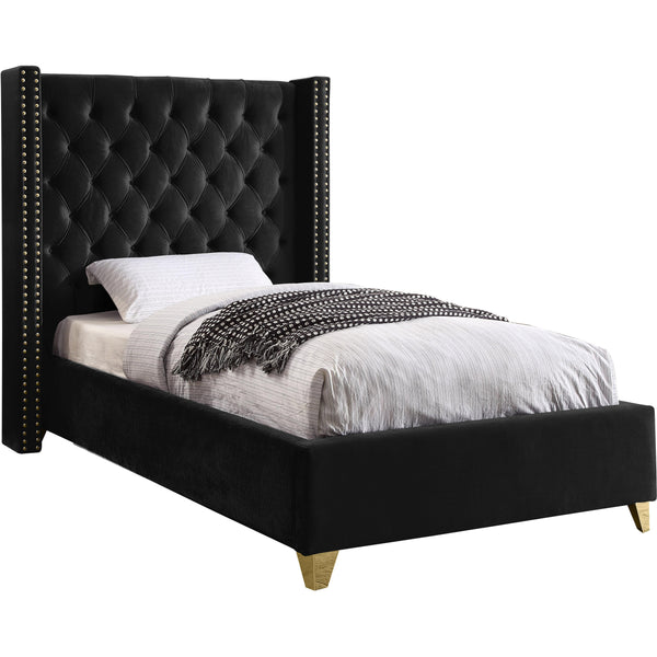 Meridian Barolo Black Velvet Twin Bed IMAGE 1