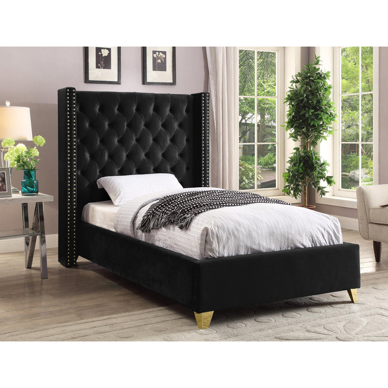 Meridian Barolo Black Velvet Twin Bed IMAGE 3