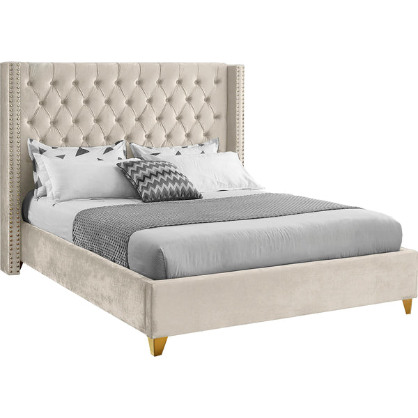 Meridian Barolo Cream Velvet Full Bed IMAGE 1