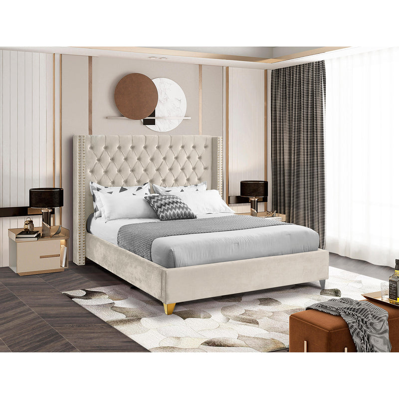 Meridian Barolo Cream Velvet Full Bed IMAGE 4