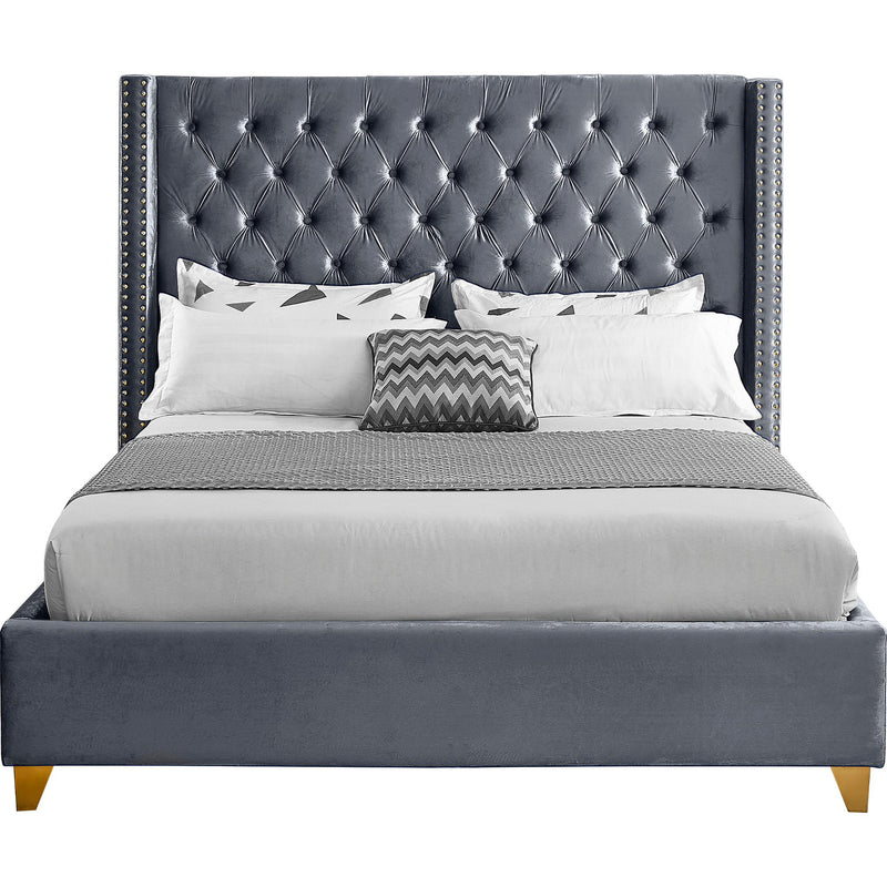 Meridian Barolo Grey Velvet Full Bed IMAGE 2