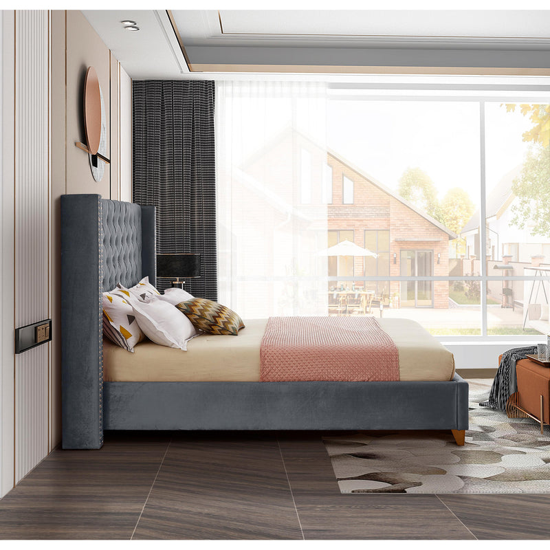 Meridian Barolo Grey Velvet Full Bed IMAGE 6