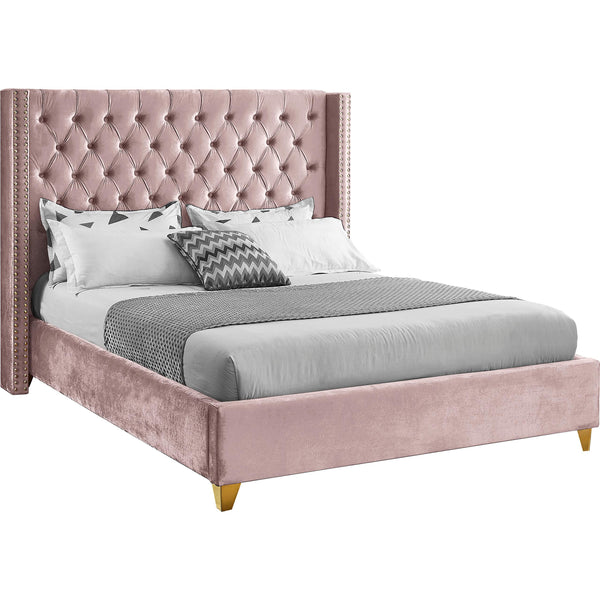 Meridian Barolo Pink Velvet Full Bed IMAGE 1