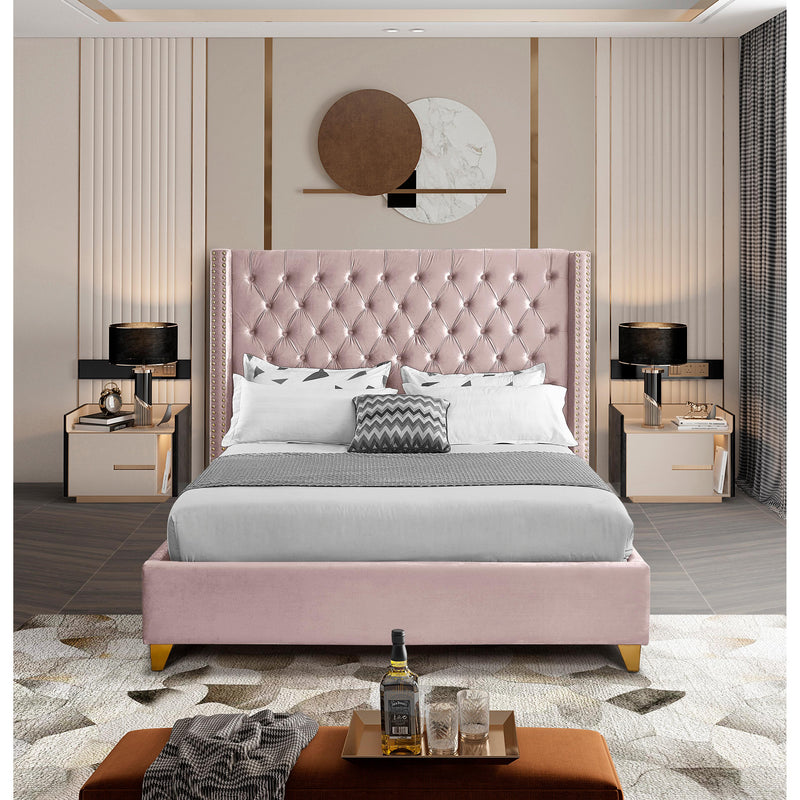 Meridian Barolo Pink Velvet Full Bed IMAGE 5