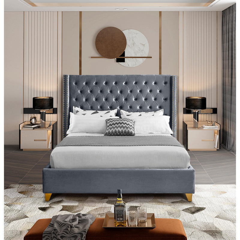 Meridian Barolo Grey Velvet King Bed IMAGE 5