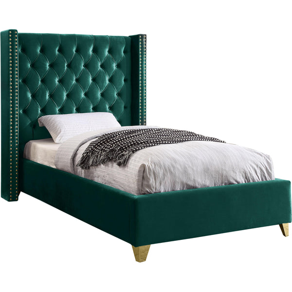 Meridian Barolo Green Velvet Twin Bed IMAGE 1