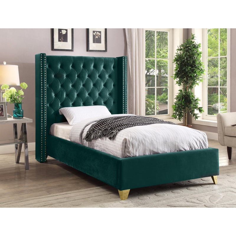 Meridian Barolo Green Velvet Twin Bed IMAGE 3