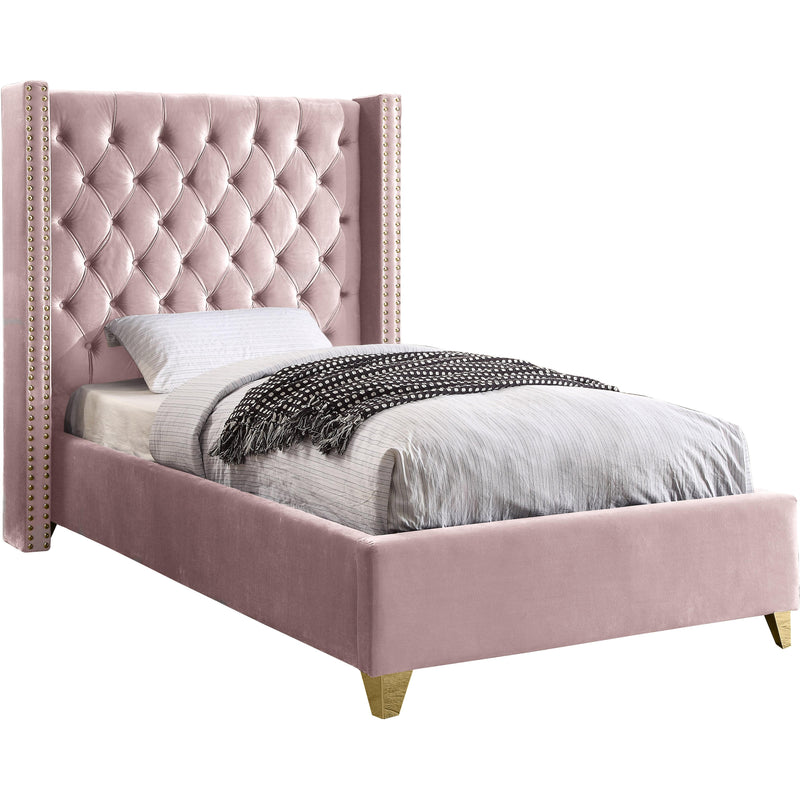 Meridian Barolo Pink Velvet Twin Bed IMAGE 1