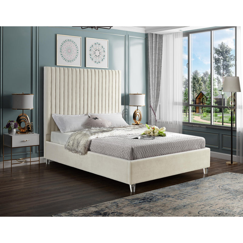 Meridian Candace Cream Velvet King Bed IMAGE 4