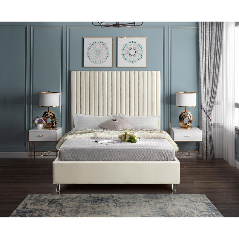 Meridian Candace Cream Velvet King Bed IMAGE 5