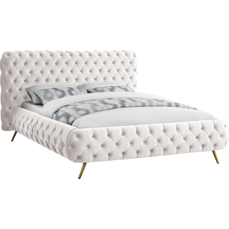 Meridian Delano Cream Velvet King Bed IMAGE 1