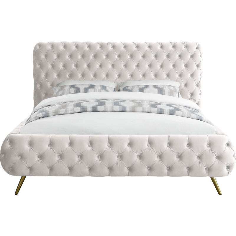 Meridian Delano Cream Velvet King Bed IMAGE 2