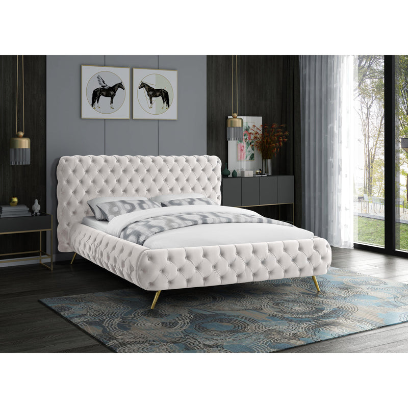 Meridian Delano Cream Velvet King Bed IMAGE 3