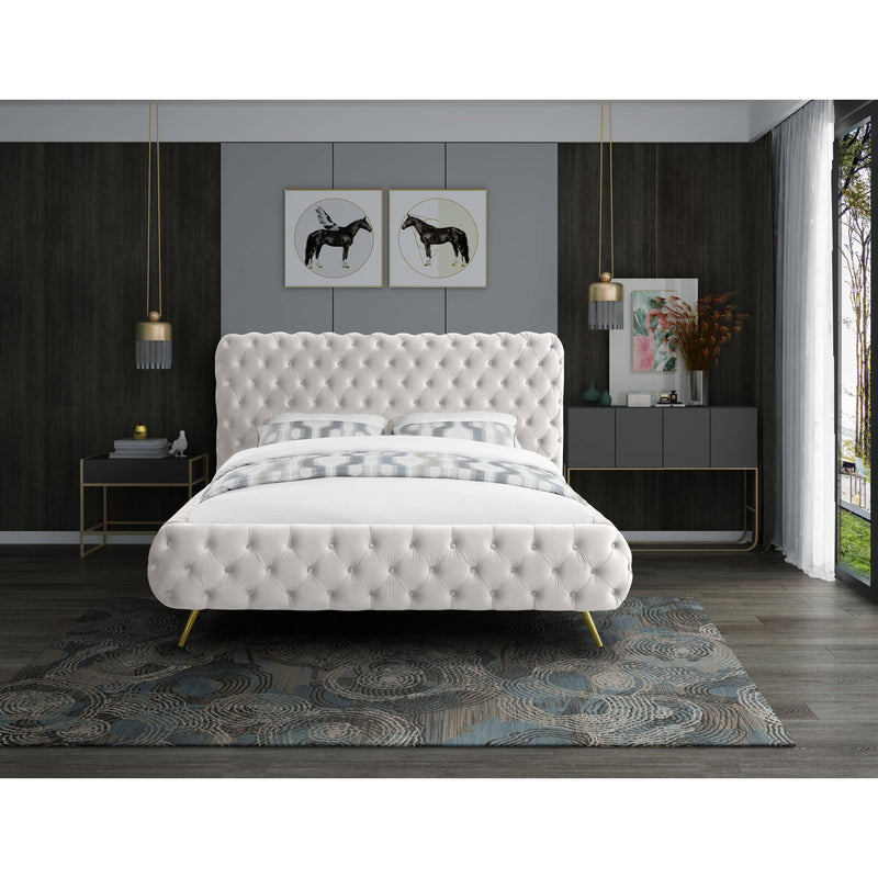 Meridian Delano Cream Velvet King Bed IMAGE 4