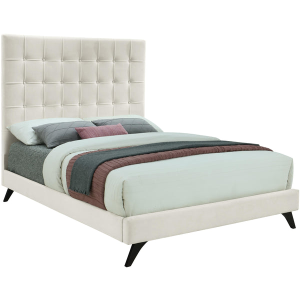 Meridian Elly Cream Velvet Full Bed IMAGE 1