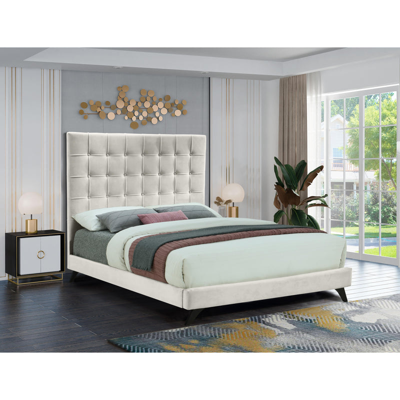 Meridian Elly Cream Velvet Full Bed IMAGE 6