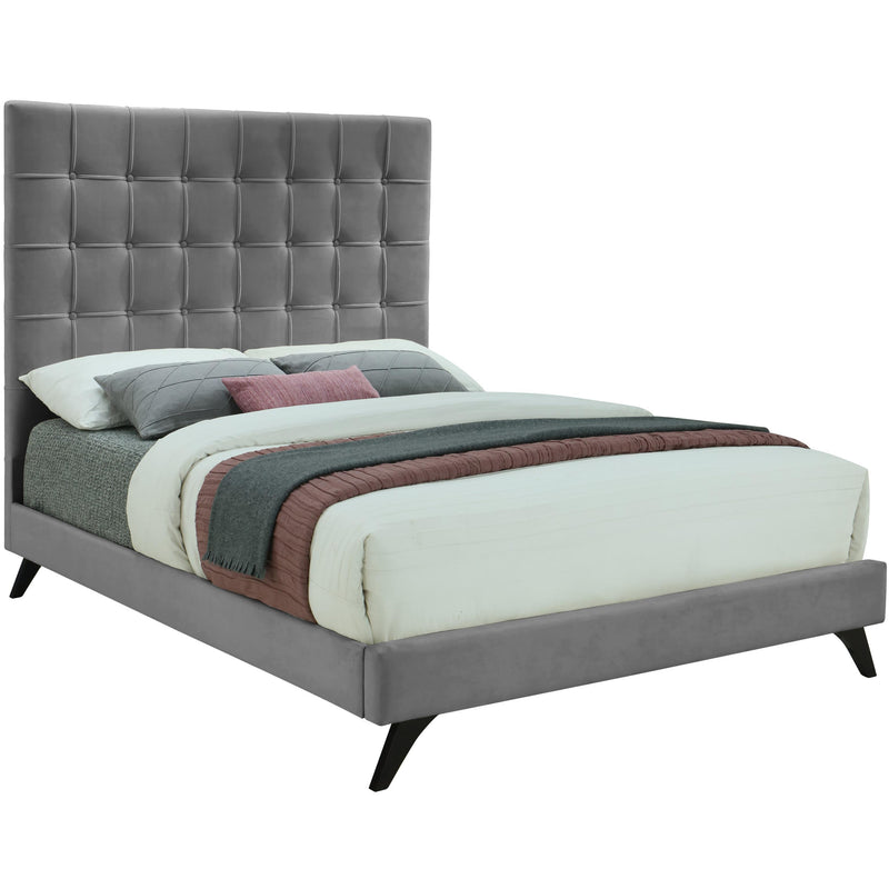 Meridian Elly Grey Velvet Full Bed IMAGE 1