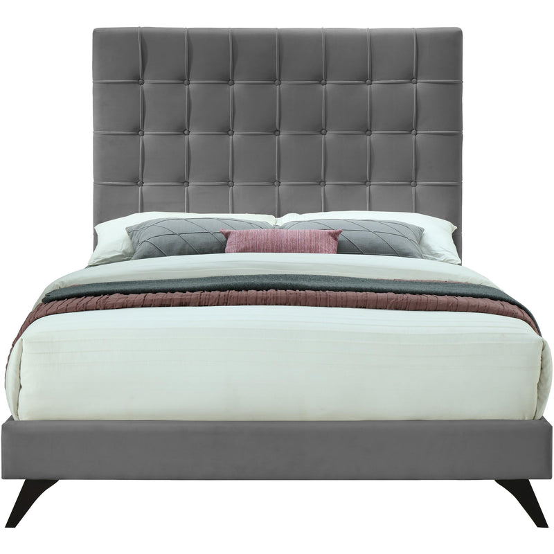 Meridian Elly Grey Velvet Full Bed IMAGE 2