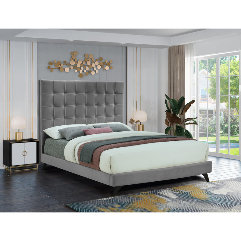 Meridian Elly Grey Velvet Full Bed IMAGE 6