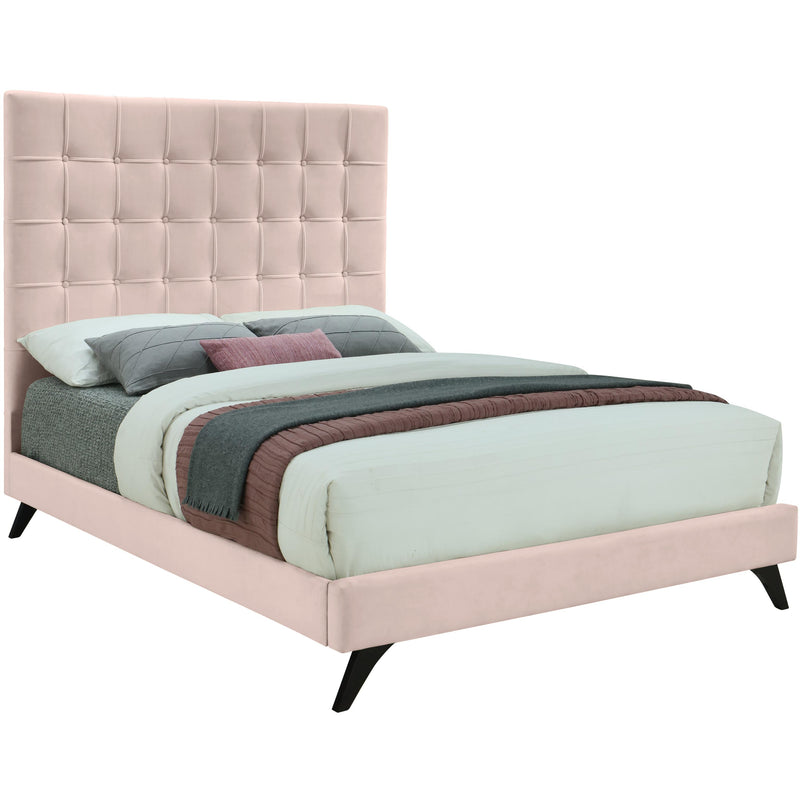 Meridian Elly Pink Velvet Full Bed IMAGE 1