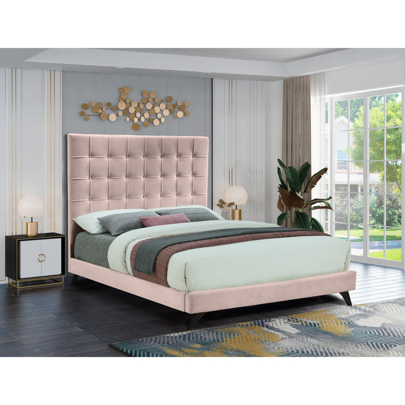 Meridian Elly Pink Velvet Full Bed IMAGE 6