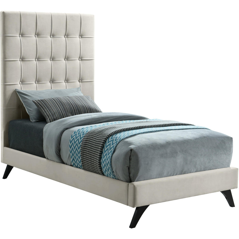 Meridian Elly Cream Velvet Twin Bed IMAGE 1