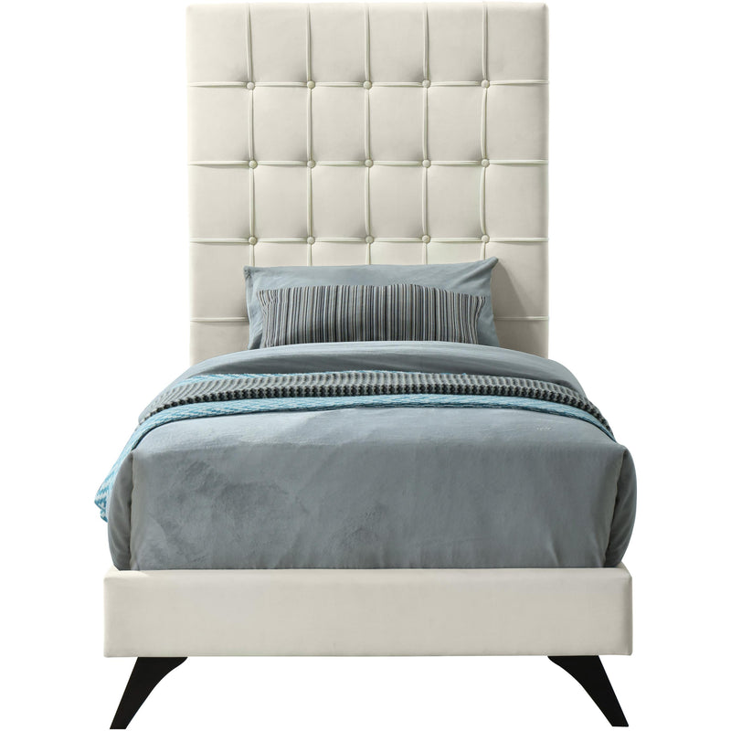 Meridian Elly Cream Velvet Twin Bed IMAGE 2