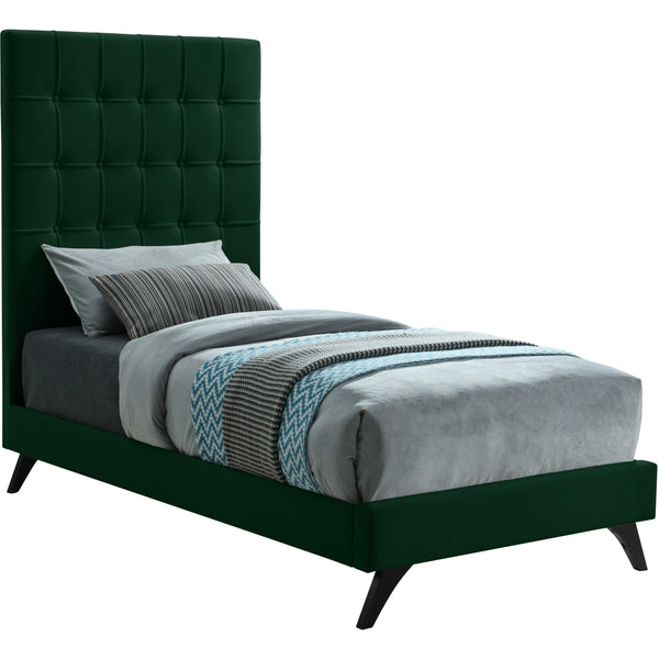 Meridian Elly Green Velvet Twin Bed IMAGE 1