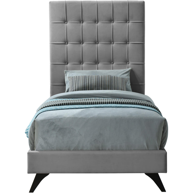 Meridian Elly Grey Velvet Twin Bed IMAGE 2